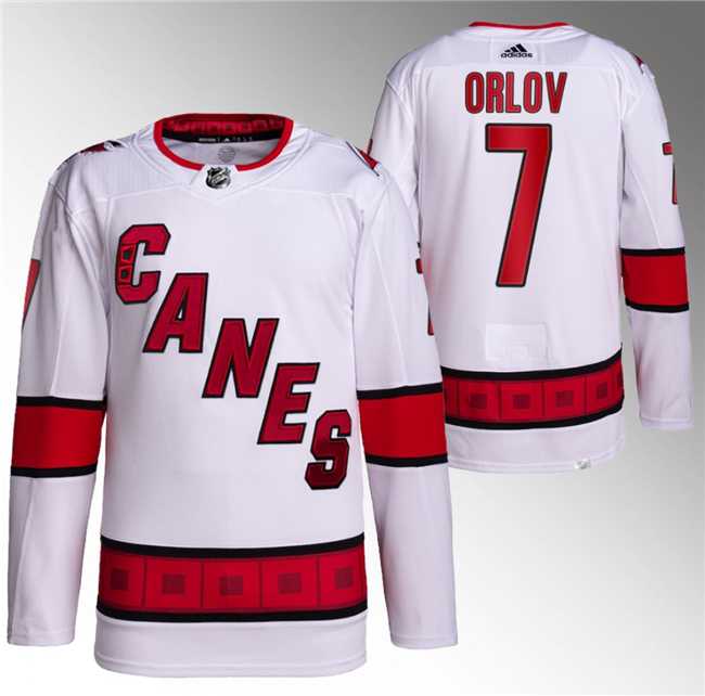 Men%27s Carolina Hurricanes #7 Dmitry Orlov White Stitched Jersey->carolina hurricanes->NHL Jersey